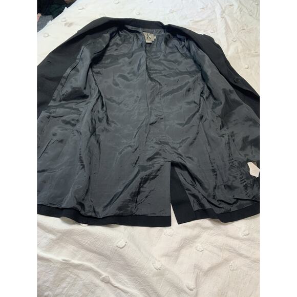 Vintage Calvin Klein Women's Blazer 100% Merino Wool Size 8 Black Long Y2K Work - Picture 12 of 12